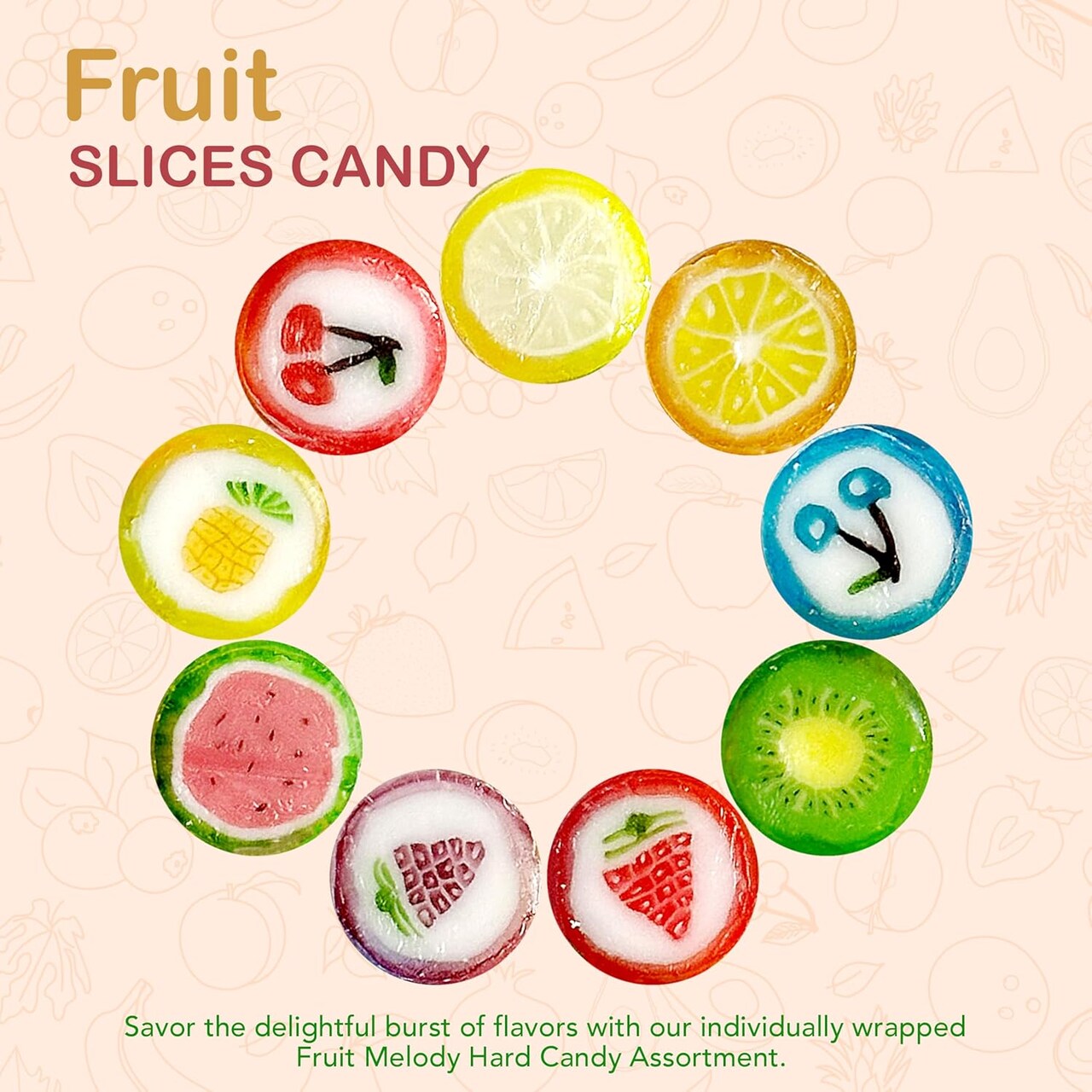 4E’s Novelty Fruit Slices Candy – 125 PCS Bulk 1.1 lb Bag, Individually Wrapped Hard Candy for Parties, Buffets, Holidays, Office Treats